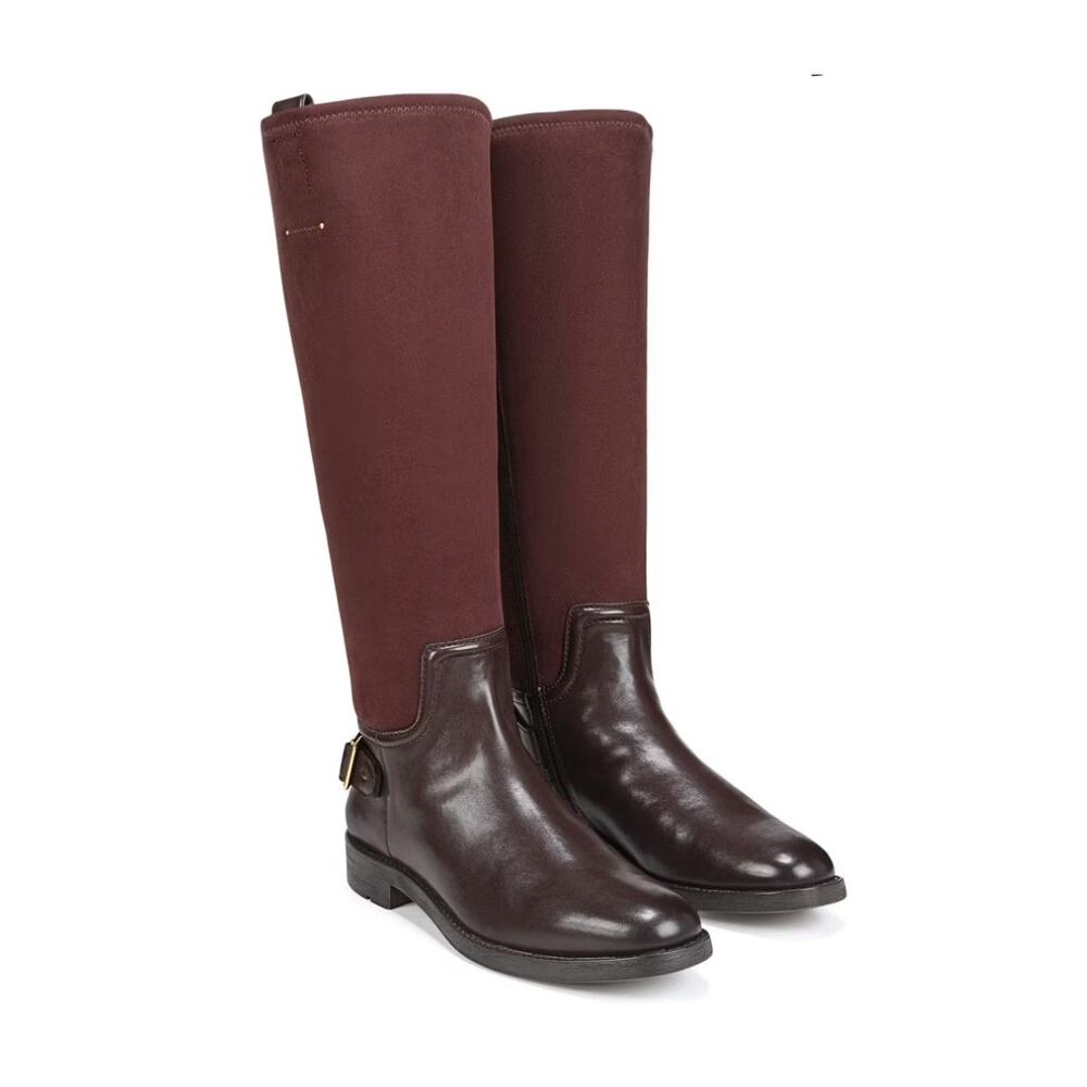Franco Sarto Merina Knee-High Riding Boots Castagno Brown Stretch Size 9.5 NWOB
